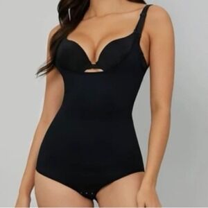 Shapewear Bodysuit Tummy Control Adjustable Straps Black‎ Body Shaper